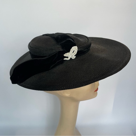 Vintage 50s Wide Brim Tilt Witch Hat - Picture 5 of 9